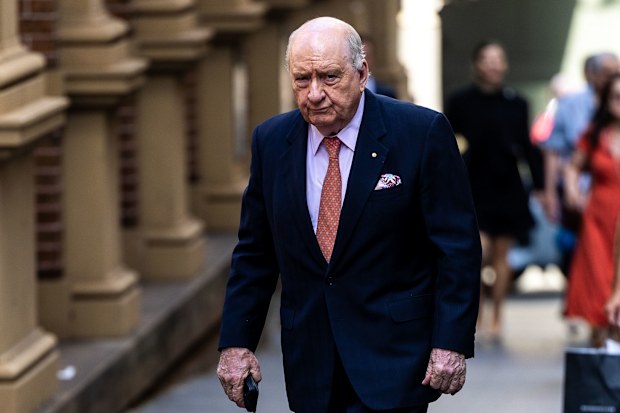 Alan Jones arrives ahead of the State Funeral for Graham Richardson AO, at St James’ Church, Sydney, Tuesday 9 December, 2025. Graham Frederick Richardson previously an Australian Labor Party senator for New South Wales from 1983 to 1994 and served as a cabinet minister in both the Hawke and Keating governments. Photo: Sam Mooy / The Sydney Morning Herald