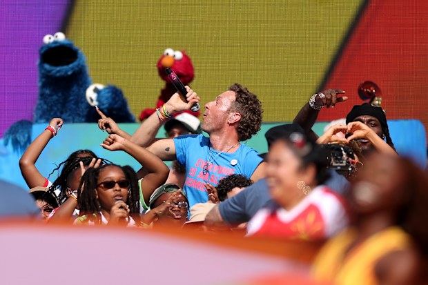 Chris Martin performs during the Topps Final Halftime Show in the FIFA World Cup 2026 Final match