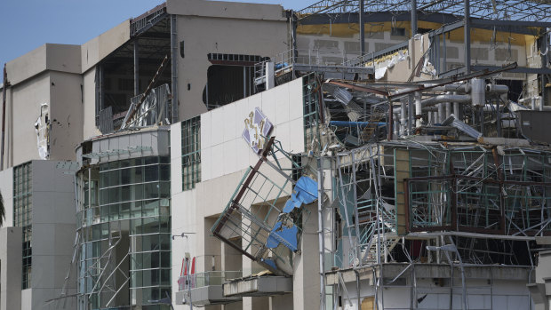 Damaged buildings stand after hurricane Otis ripped through Acapulco, Mexico.