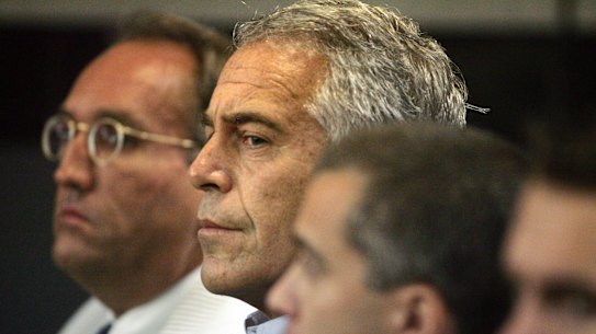 The late Jeffrey Epstein,  pictured in court in 2008. One of the aims of George’s litigation was to make sure Epstein’s victims were appropriately compensated.