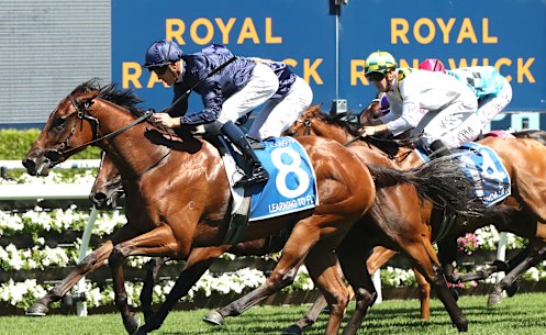 Golden Slipper favourite Learning To Fly launches down the centre of the track to win the Inglis Millennium.