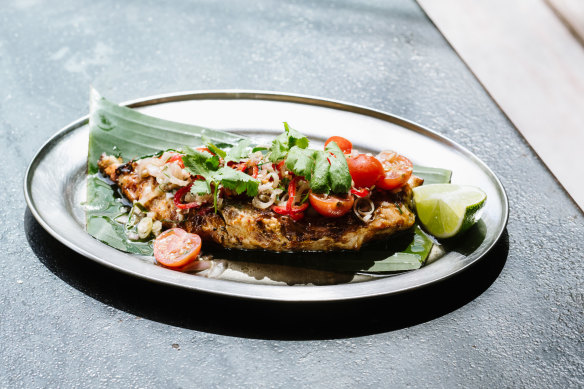 Jimbaran-style grilled snapper fillet served with a samba matah.