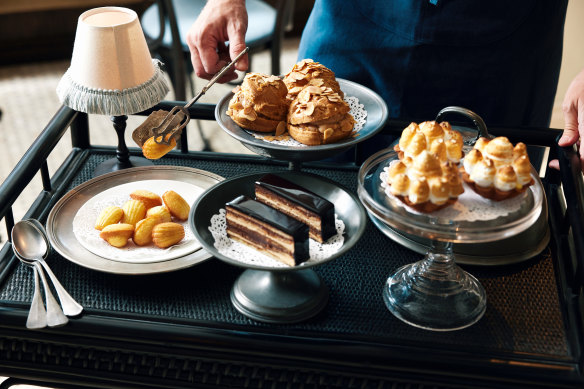 The dessert trolley at Chez Blue.