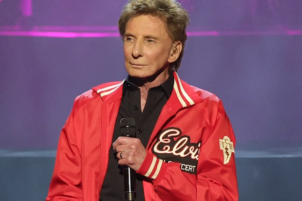 Barry Manilow performs a tribute to Elvis Presley during the first of his three “Record-Breaking Charity Weekend Celebration” shows as part of his residency “Barry Manilow 