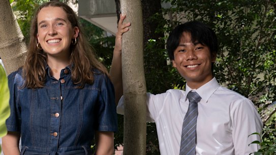 HSC science dux Yeshaya Ram, Chinese and French dux Thomas Collins, English ace Grace Costigan and Warren Song, first in extension 2 maths.