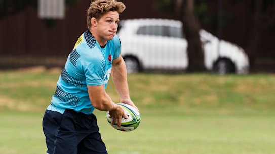 Waratahs captain Michael Hooper at training on Wednesday. 