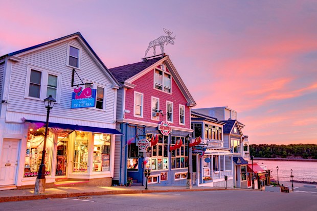 Traditional fisherman houses in Bar Harbor, Maine, USA