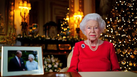 Queen Elizabeth II records her annual Christmas broadcast in Windsor Castle.