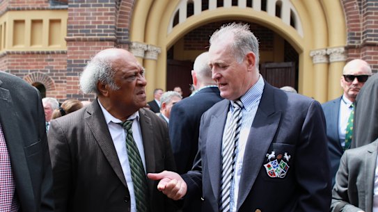 David Campese was among the Australian rugby legends on hand at Jeff Sayle's funeral.