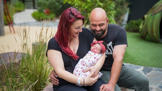 Maria and Eddie Solaka with baby Eliana, who was born on Christmas Day.