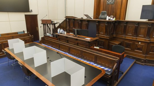 The layout of the Supreme Court of Victoria has been altered to allow jury trials to be held safely in the age of coronavirus.
