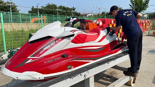 A photo released by South Korea’s Coast Guard showing Kwon’s jet-ski in Incheon in August 2023.