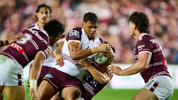 Cobbo in action for the Broncos against Manly last weekend.