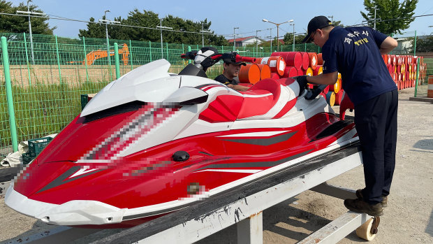 A photo released by South Korea’s Coast Guard showing Kwon’s jet-ski in Incheon in August 2023.