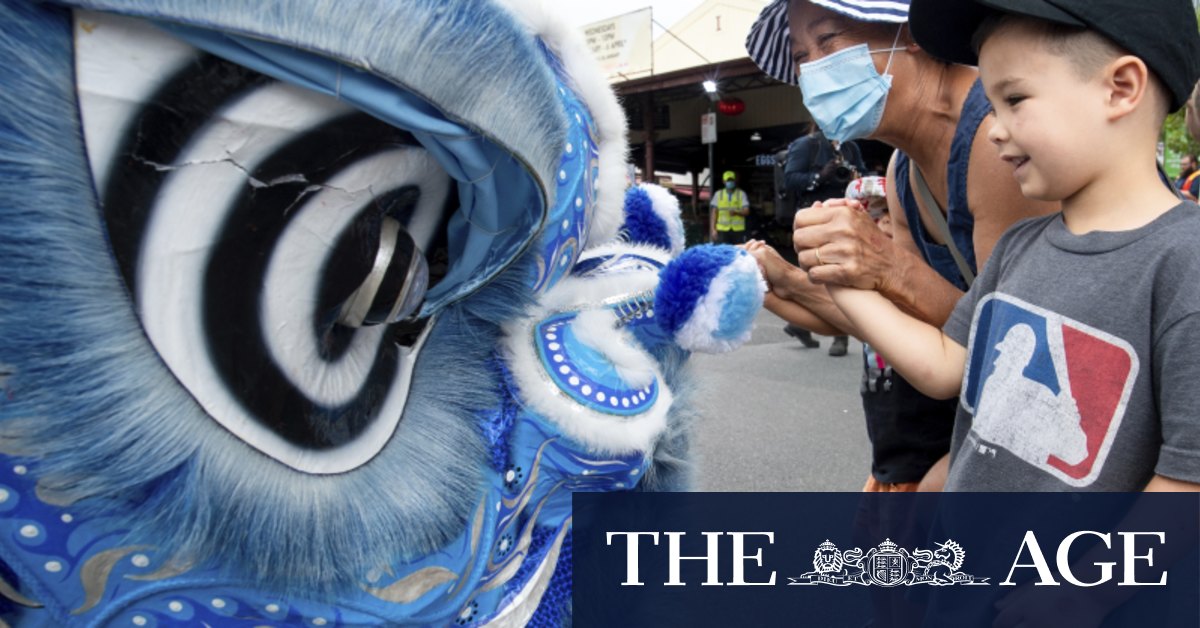 Lion Dance Blue. Chase away