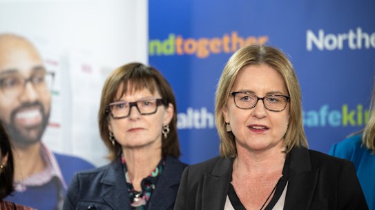 Premier Jacinta Allan (right) and Health Minister Mary-Anne Thomas  on Wednesday.