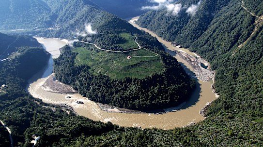 A section of the Yarlung Tsangpo River, where China this month started building the world’s largest hydroelectric dam.