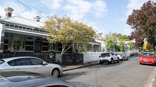 Smaller homes near the train line sell for more modest sums than Toorak’s grand mansions.