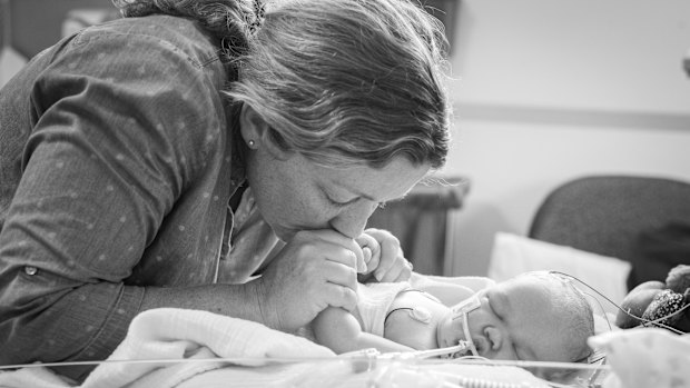 Tommy and his mum, Alana Starkie.
