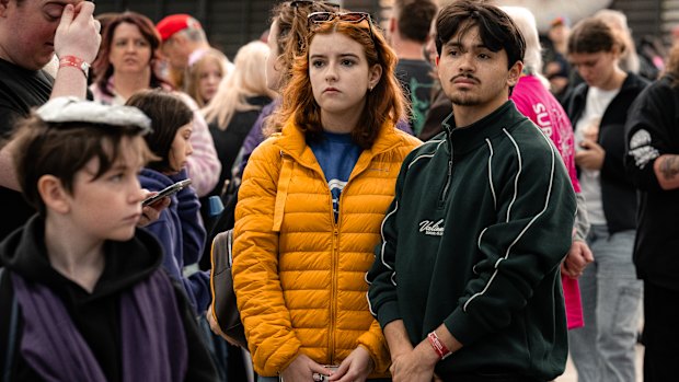 Supanova attendees during a minute’s silence at midday on Sunday.