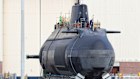 An Astute-class nuclear-powered submarine, HMS Audacious, is built at the BAE Systems complex in Burrow-in-Furness, England.