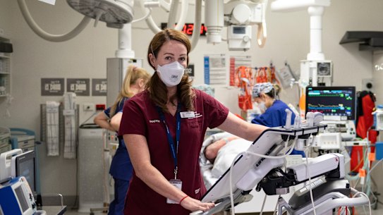 Emergency physician Dr Emma West in the Emergency Department of Royal Melbourne Hospital.