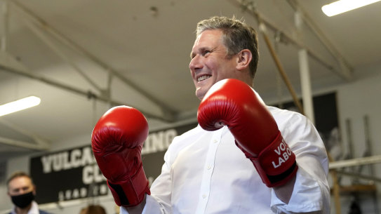 Labour leader Keir Starmer during a visit to a boxing club in East Yorkshire in 2021,