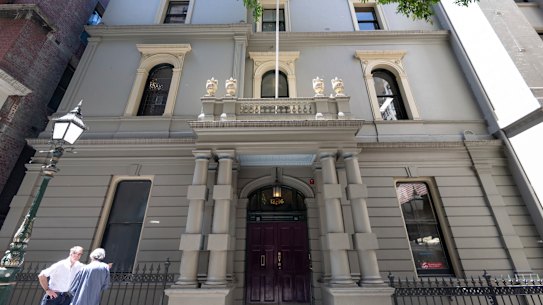 The Savage Club facade on Bank Place.