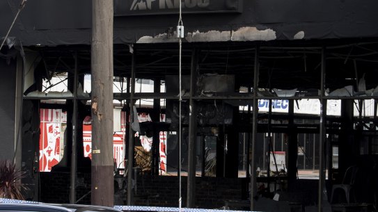 Arson squad investigators at the scene of a suspicious fire at Fighters Xpress, a gym in Lonsdale St, Dandenong. 