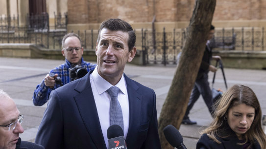 Ben Roberts-Smith outside the Federal Court in Sydney on Monday.