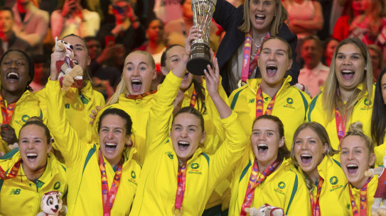 Australia hoists the netball World Cup aloft.