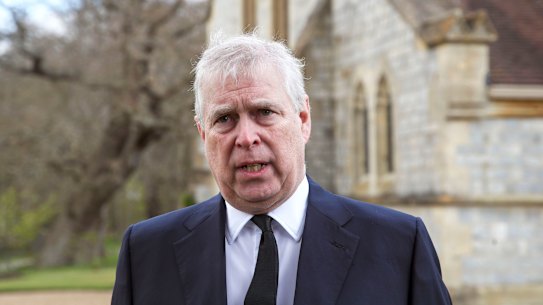 Britain’s Prince Andrew before the Royal Chapel of All Saints at Royal Lodge, Windsor.