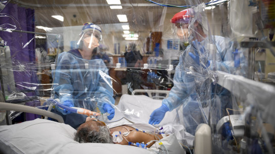 Head of infectious diseases at Western Health, Dr Marion Kainer, said in the last three weeks coronavirus hospitalisations have tripled at the Victorian health service, which oversees Sunshine and Footscray hospitals, hitting more than 80 admissions on Friday.