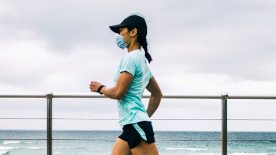 Woman running in Bondi.
