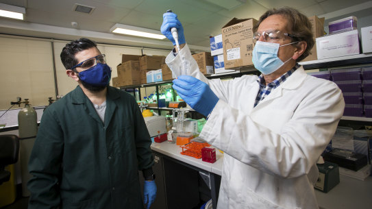 Harry Al-Wassiti (L) and Colin Pouton are working on a COVID-19 Vaccine at Monash University.