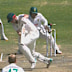 Cameron Green is bowled out.