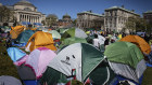 Student tents at the pro-Palestinian encampment at Columbia University in New York on Monday.