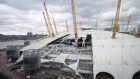 A view of damage to the roof of the O2 Arena, caused by Storm Eunice, in south east London.