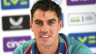 A lot on the line. Pat Cummins speaks to the media at Old Trafford on Tuesday.