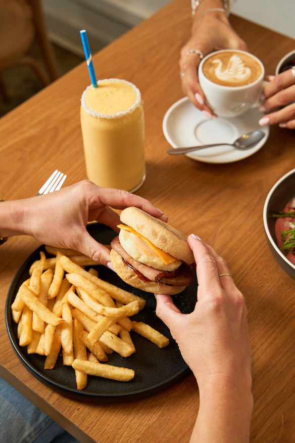 Leaps and Bounds’ breakfast muffin (hot chips optional).