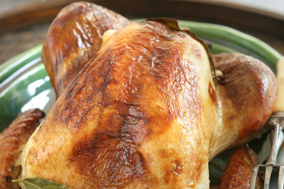 Malaysian roast turkey with lime and lemongrass stuffing.