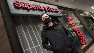 Brand Collective CEO Caleb Brown outside the Chadstone shopping centre Superdry store. 