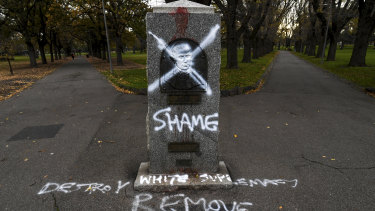The Captain Cook statue at Edinburgh Gardens, Fitzroy North was defaced last year.