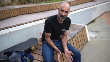 Rory Thomas at the skate park in St Kilda on Saturday. 