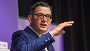 Premier Daniel Andrews at Thursday's press conference.