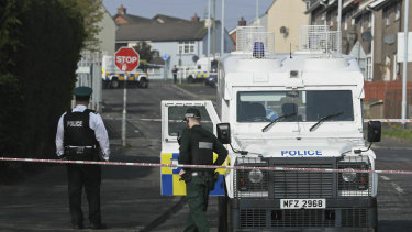 Police at the scene in Londonderry, Northern Ireland in 2019, following the death of 29-year-old journalist Lyra McKee who was shot and killed in a flare up of partisan violence.