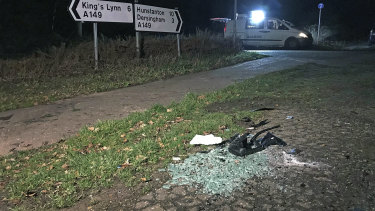 The crash scene near Sandringham Estate on Thursday.