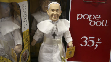 Limited edition Pope dolls for sale during the World Meeting of Families at the RDS in Dublin, Ireland.