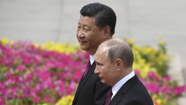 Китай Си Цзиньпин с президентом России Владимиром Путиным в начале этого года.