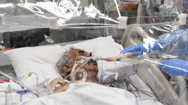 Viswanathan Nair in intensive care.